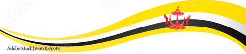 Brunei flag wave isolated on png or transparent background