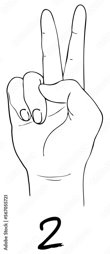 Hand Drawn Sketch Set of Hand Signs Showing The Number Two.
Hand Drawn Sketch Set of Hand Signs Showing The Number Two.