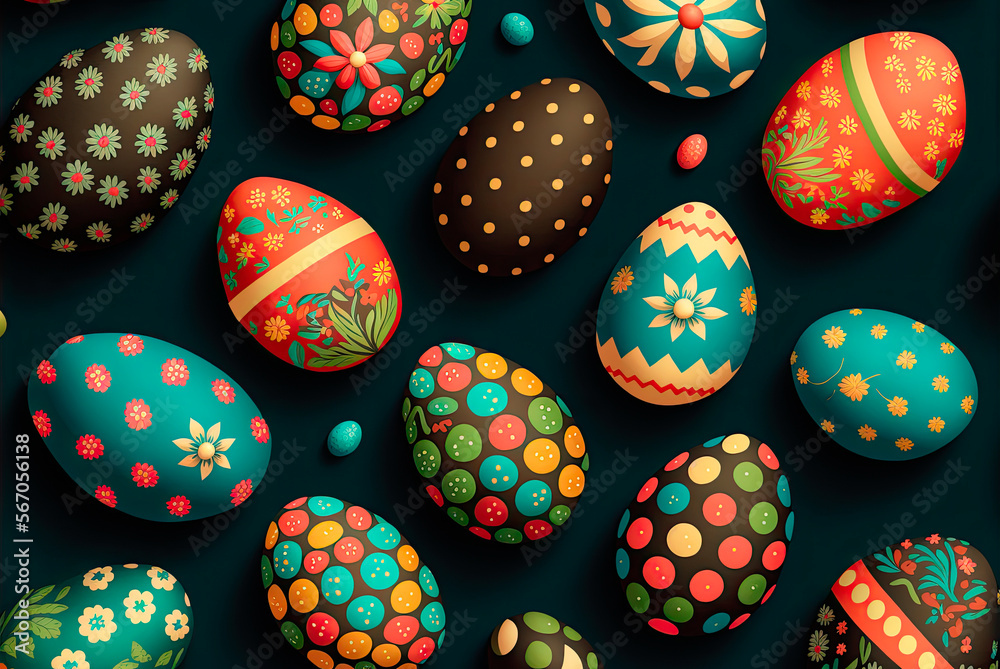 Easter eggs pattern. Generative AI Easter eggs pattern. Generative AI