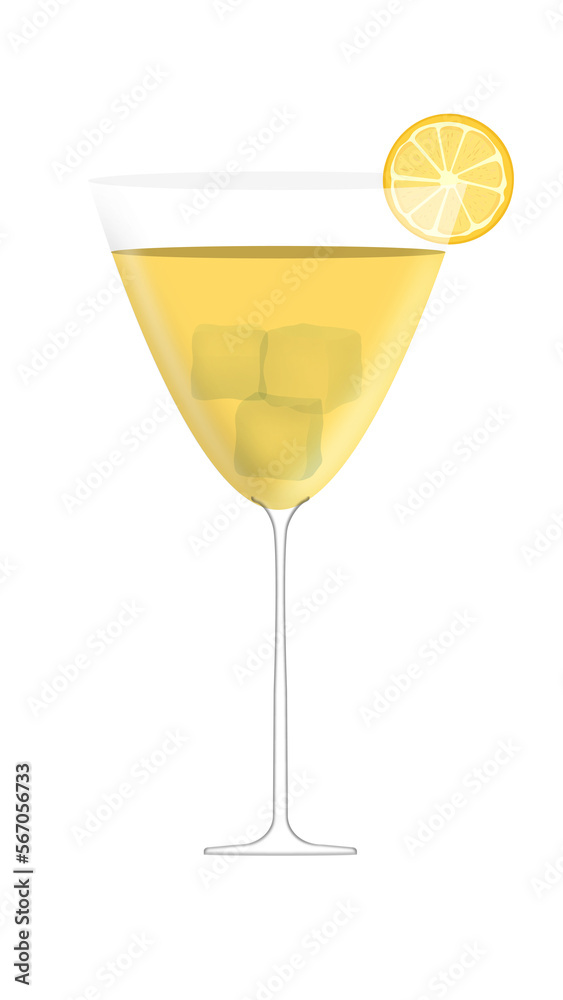 cocktail with lemon on Summer season, Vector illustration 