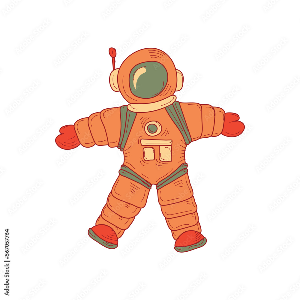 Cartoon astronaut. Space suit isolated on white background. Vector illustration
