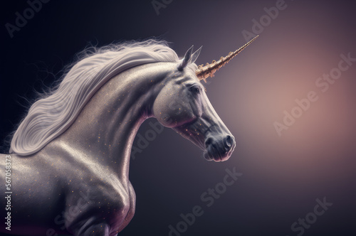 White unicorn fantasy creature. Generative AI