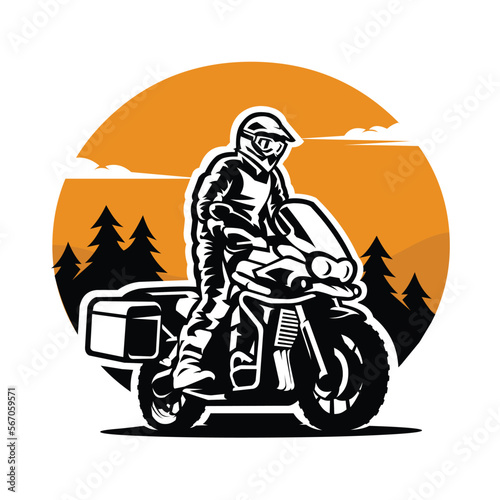 Adventure sport motorcycle illustration vector art isolated