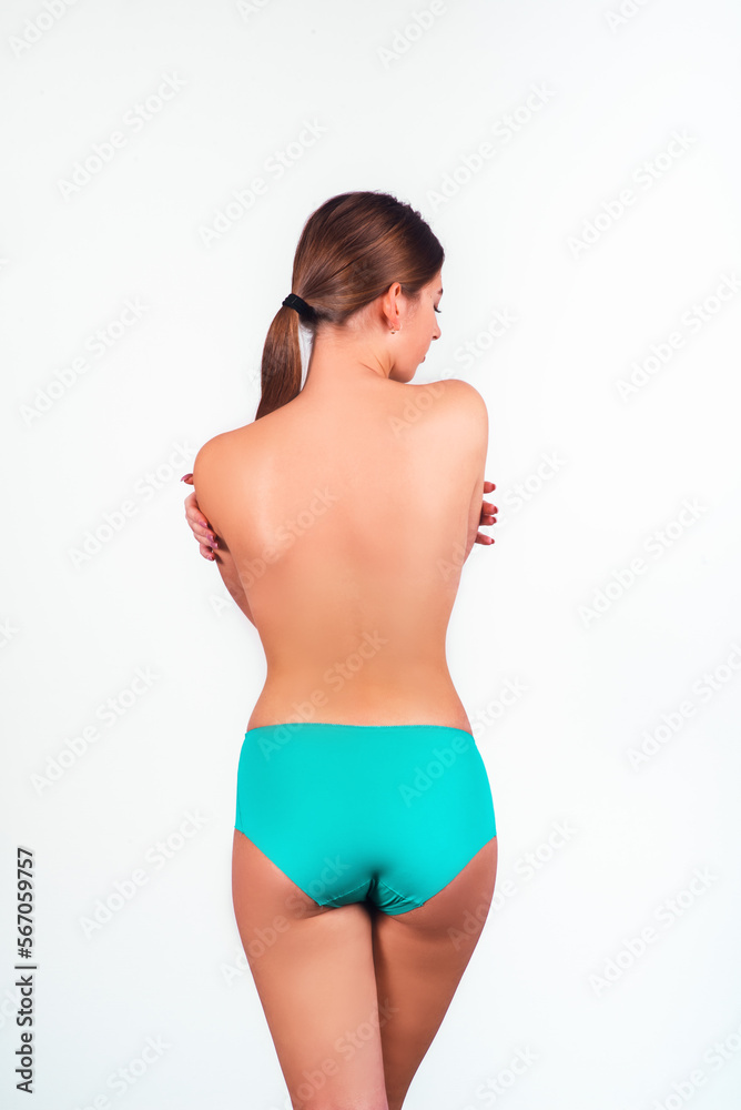 beautiful woman's body on white background. isolated woman back beautiful woman's body on white background. isolated woman back