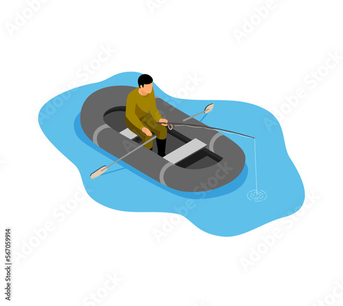Fisherman Rubber Boat Composition