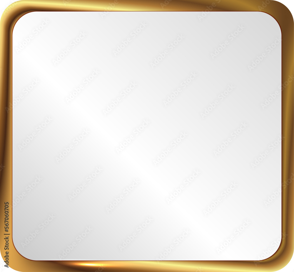Simple 3D white glossy buttons and gold shape board or frame vector Simple 3D white glossy buttons and gold shape board or frame vector