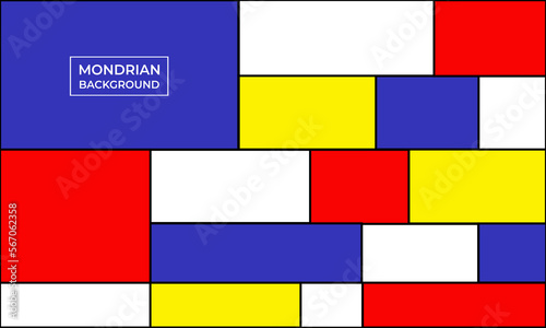 Mondrian style abstract seamless shapes color pattern poster background