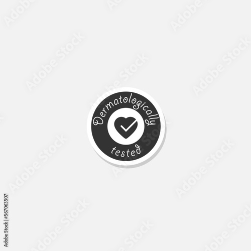 Dermatologically tested logo sticker isolated on gray background