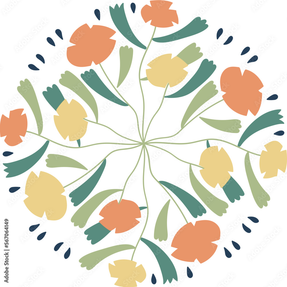 Abstract flower top view illustration.