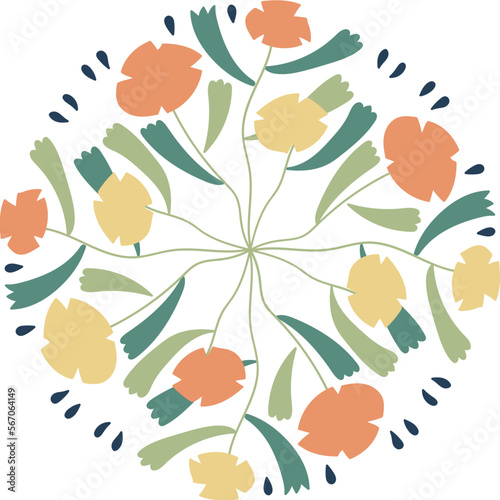 Abstract flower top view illustration.