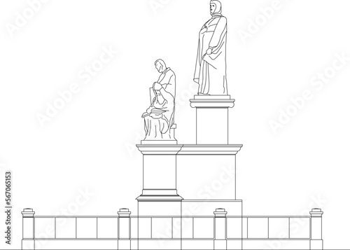 Sketch vector illustration of classical greek roman statue