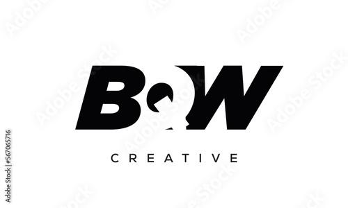 BQW letters negative space logo design. creative typography monogram vector