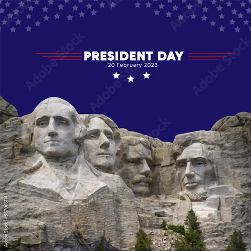 design presidents day, with elements of the Rushmore monument statue, for corporate poster needs