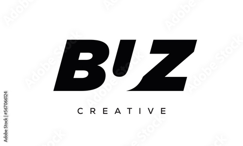 BUZ letters negative space logo design. creative typography monogram vector