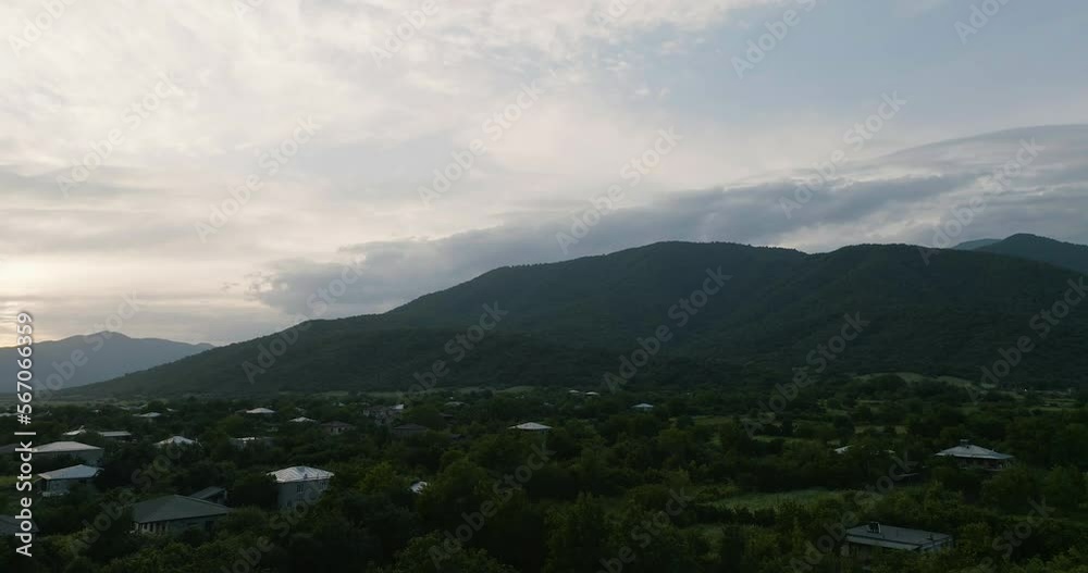 Orbit Aerial of Rural Georgia Countryside With Lush Greenery and Buildings Orbit Aerial of Rural Georgia Countryside With Lush Greenery and Buildings