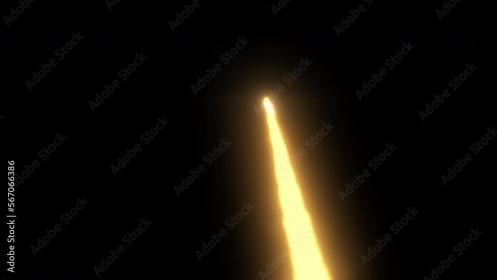 Laser beam effect or super power energy line on black background. VFX design element.