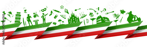 italian flag  background with silhouette symbol. vector illustrator photo