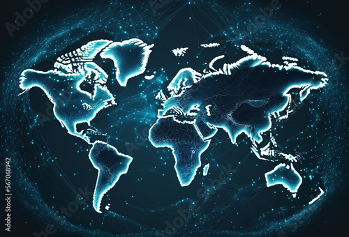 Communication technology internet business. Global world network and telecommunication on earth cryptocurrency and blockchain generative ai