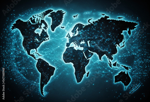 Communication technology internet business. Global world network and telecommunication on earth cryptocurrency and blockchain generative ai