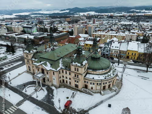 Aerial view of the theater in Spisska Nova Ves, Slovakia photo