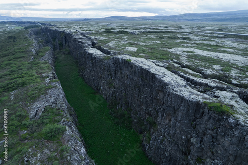 Drone Aerial of Thingevellir National Park in Iceland