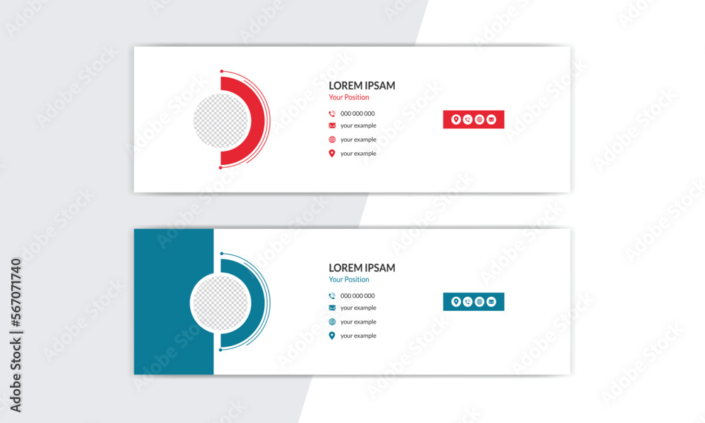 Creative and modern company email signature or email footer | Personal social media cover page | Business email signature with an author photo place modern and minimal layout.