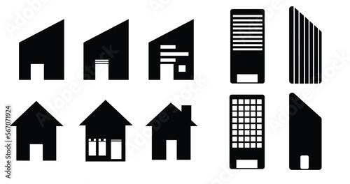 Line icon building. Banks, Hotels, Courthouses. City, Real estate, Architecture building icons. Hospitals, town houses, museums. Urban architecture, city skyscrapers, downtown. Vector eps 10