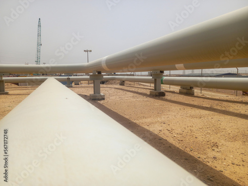 Oil Pipelines in desert.