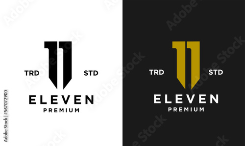 Eleven Initial number 11 icon design logo minimal template