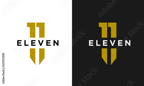 Eleven Initial number 11 icon design logo minimal template