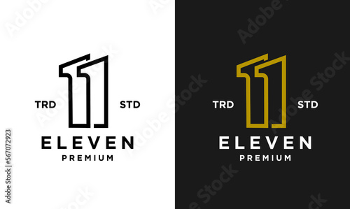 Eleven Initial number 11 icon design logo minimal template