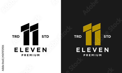 Eleven Initial number 11 icon design logo minimal template