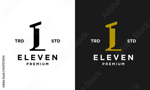 Eleven Initial number 11 icon design logo minimal template