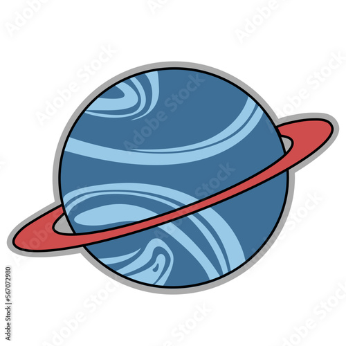 Vector of cartoon planets sticker. Fantasy planets. Y2k style fluid art shapes planet. Modern abstract art