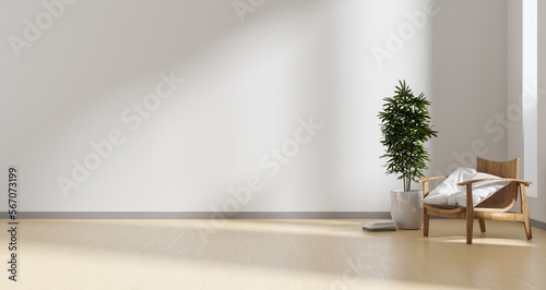 minimal room with clear light mock up design, 3d illustration rendering