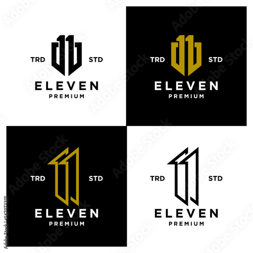 Eleven Initial number 11 icon design logo minimal template