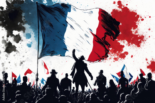Tableau sur toile Paris Protests in France, Manifestation. Generative AI