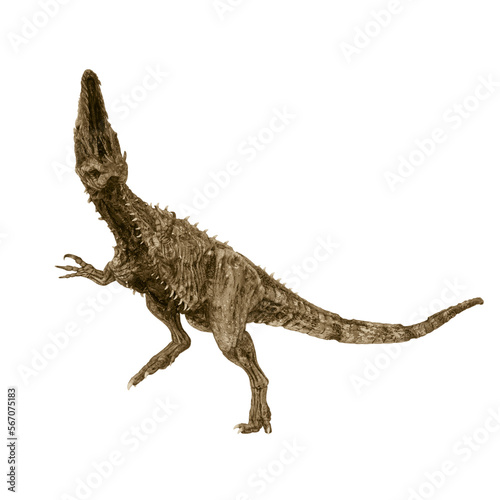 giganotosaurus is a zombie in fighting pose on side view