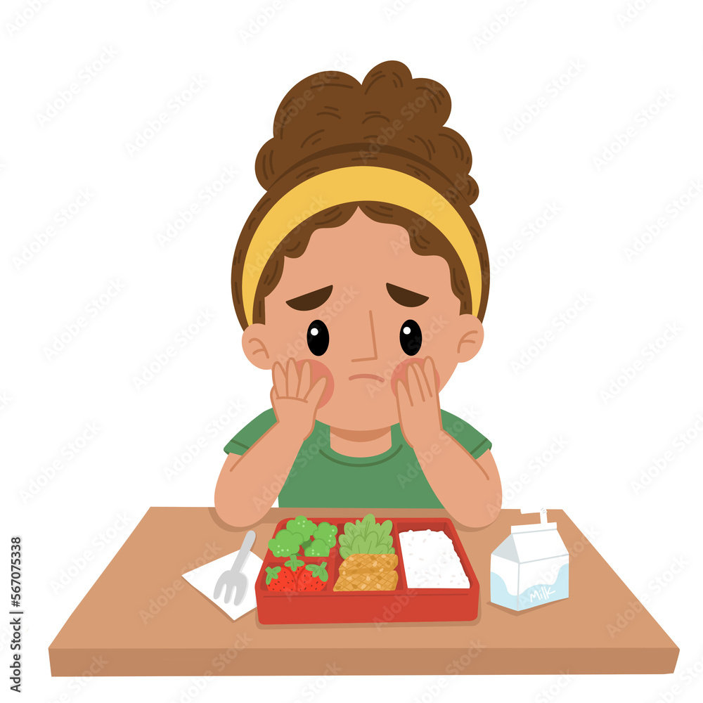 Illustration of a girl with no appetite