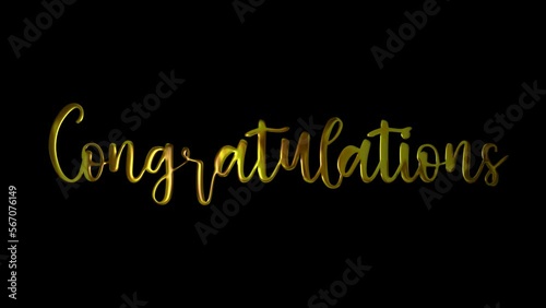 Congratulations Gold Handwriting Text Animation. Add luxury to presentations, videos, and social media with hand-drawn, precision animations. Stand out with an elegant golden touch photo
