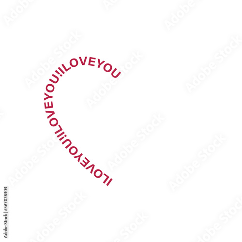 Minimalist half heart. The inscription I LOVE YOU. A declaration of love. Simple postcard