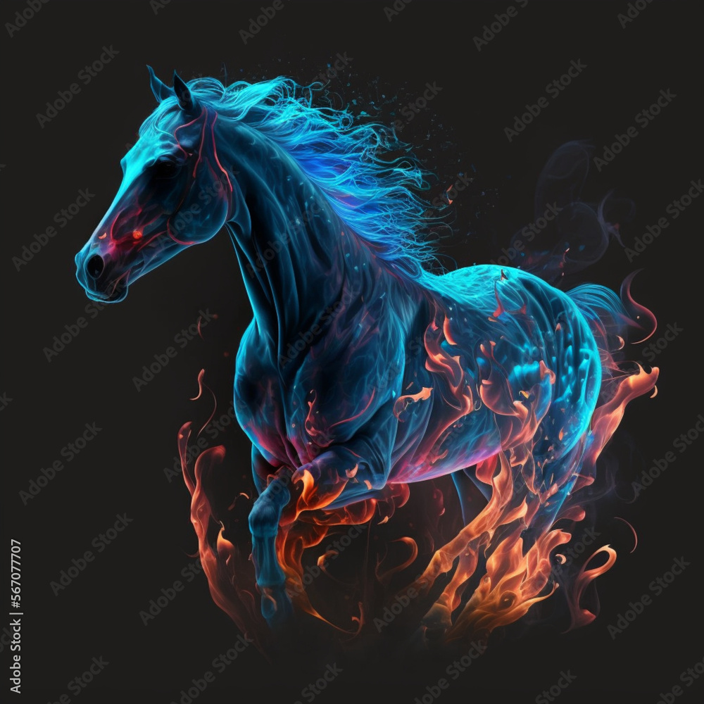 Blue light horse created with AI Blue light horse created with AI