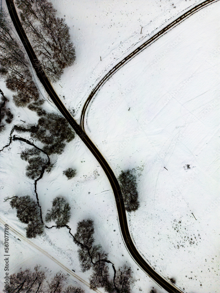 Soaring Above Romania's Winter Wonderland: A Breathtaking Aerial View of a Majestic Forest