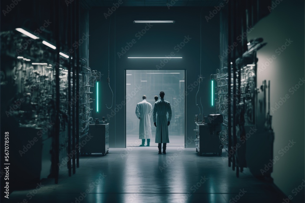 Fototapeta premium scientists conduct experiments in a high-tech military government research laboratory