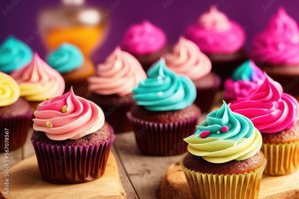 High-Resolution Image of Delicious Cupcake with Soft Icing and Sprinkles, Perfect for Adding a Sweet and Appetizing Touch to any Design Project