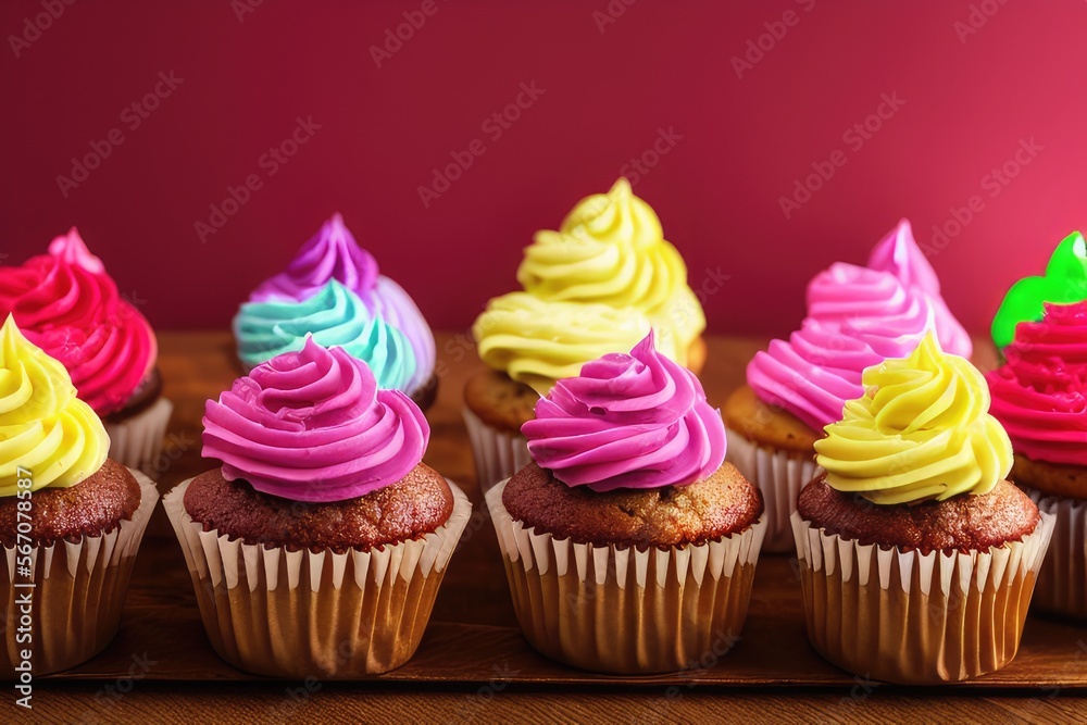 High-Resolution Image of Delicious Cupcake with Soft Icing and Sprinkles, Perfect for Adding a Sweet and Appetizing Touch to any Design Project