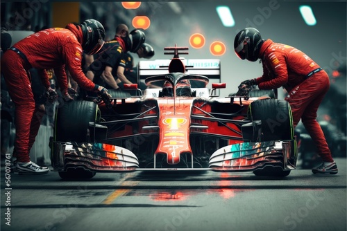 Formula 1 track, wheel swap, circuit racing sophistication