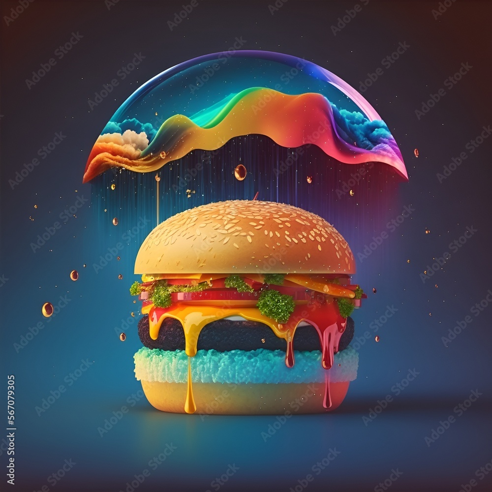 a rainbow-colored hamburger, generative AI a rainbow-colored hamburger, generative AI