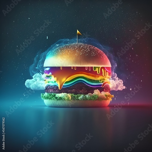 a rainbow-colored hamburger, generative AI
