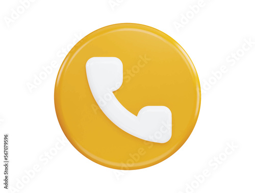Phone call sign with 3d vector icon illustration